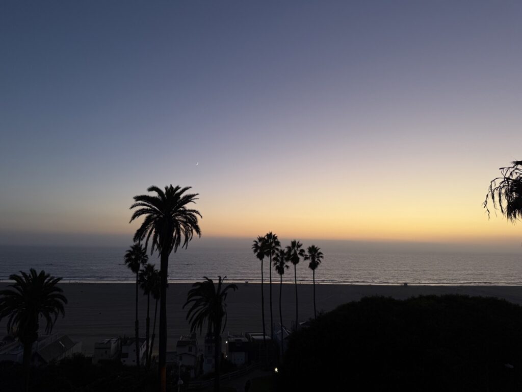The eden sunset view from Velvet Rose rooftop bar santa monica los angeles california